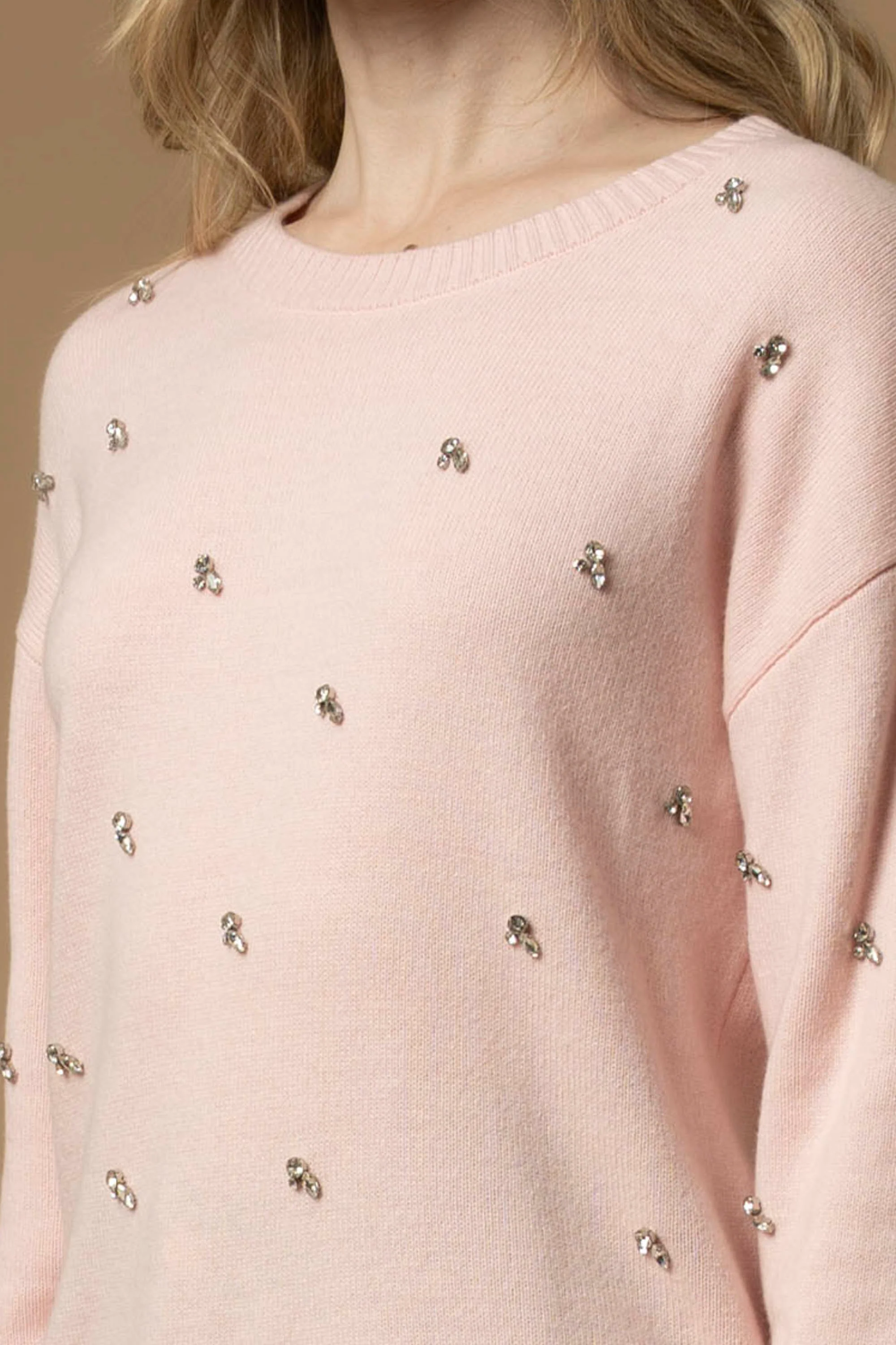 Maglia girocollo con ricami in pietre - Maglia M/L Marielina - Image 3