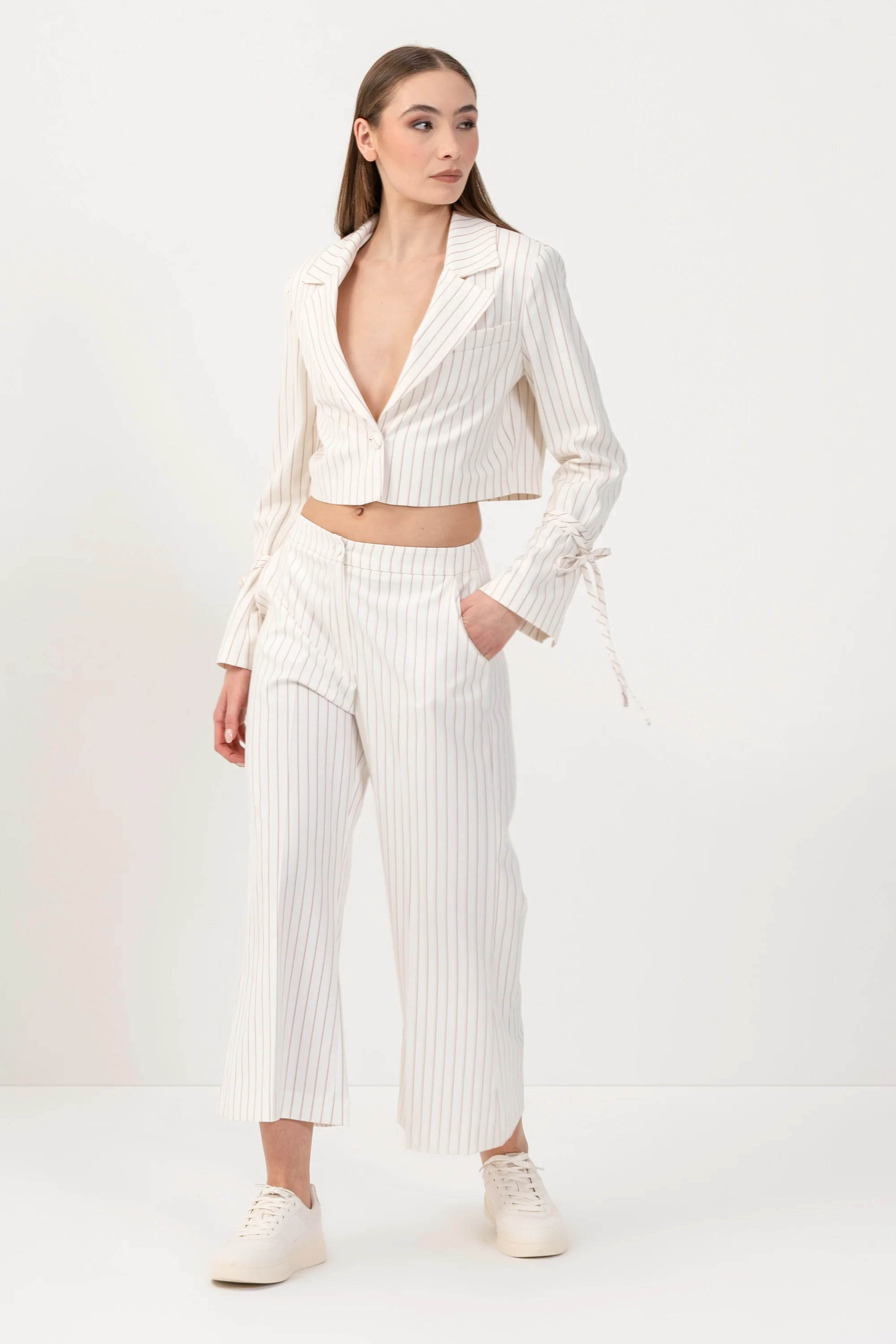 Pantaloni cropped a righe - PANTALONE FASHION GALENAX - Image 2
