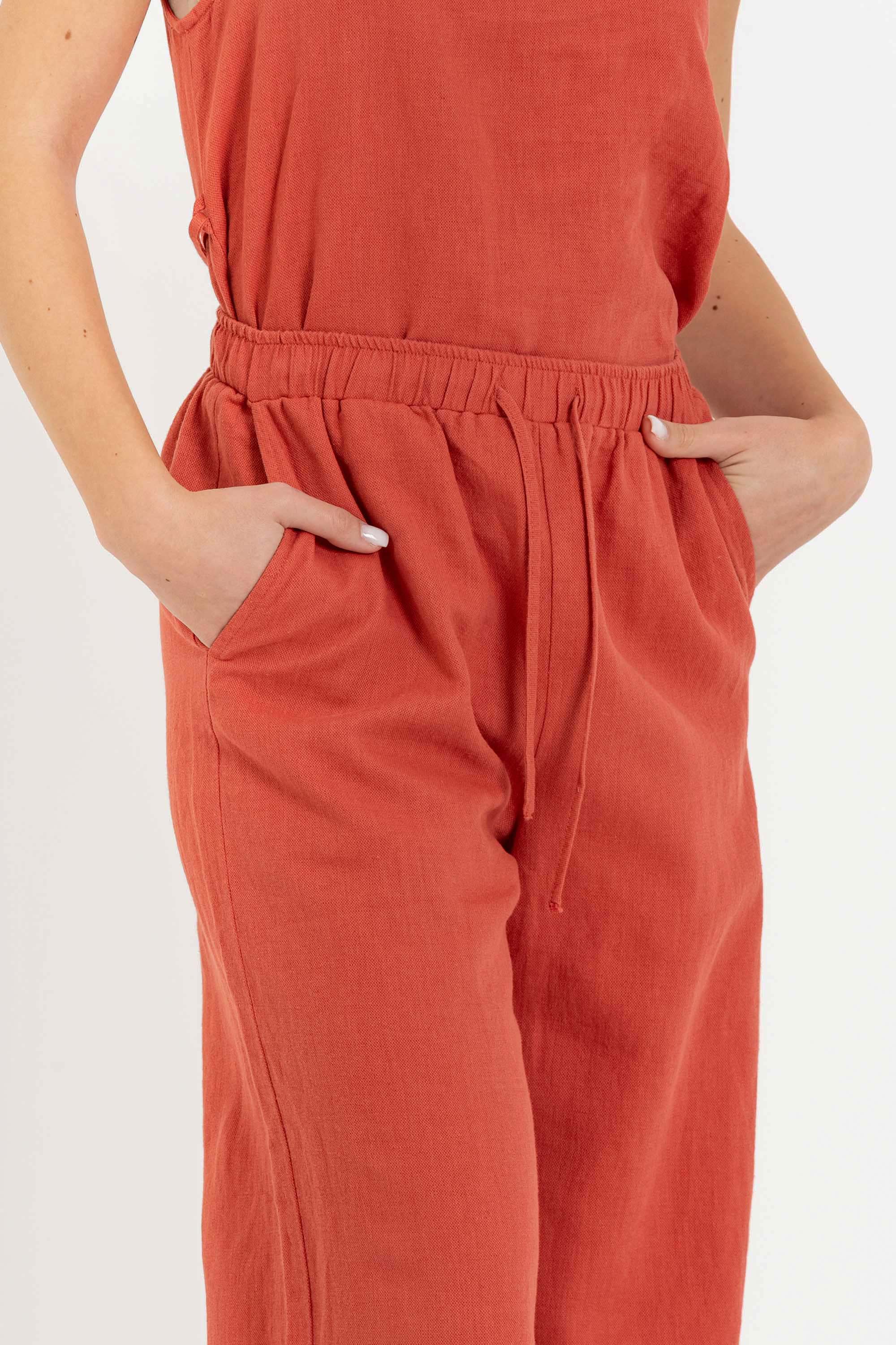 Pantaloni da donna a gamba larga in lino, cotone e ramiè - Pantalone Fashion ANNIX - Image 3